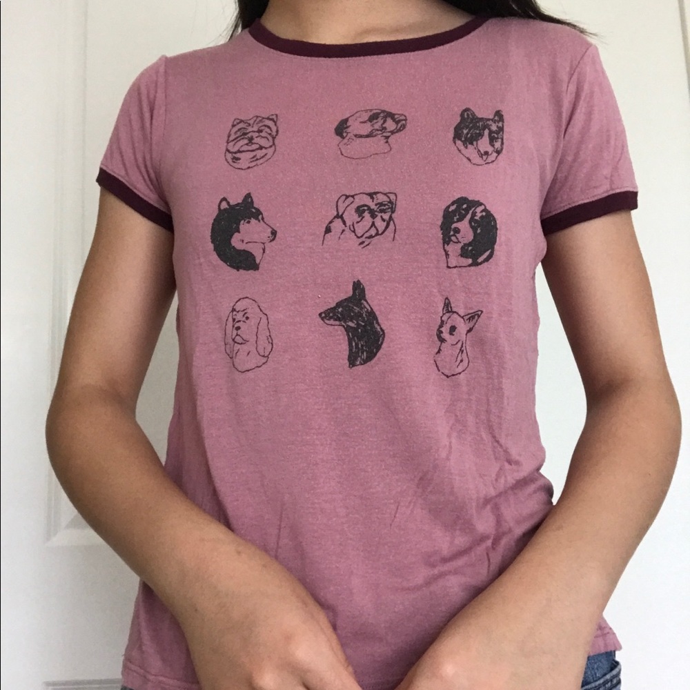 Girls Maroon Dog Graphic Top